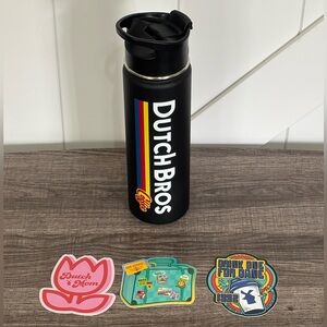 Dutch Bros 20 oz Black Insulated Tumbler with stickers